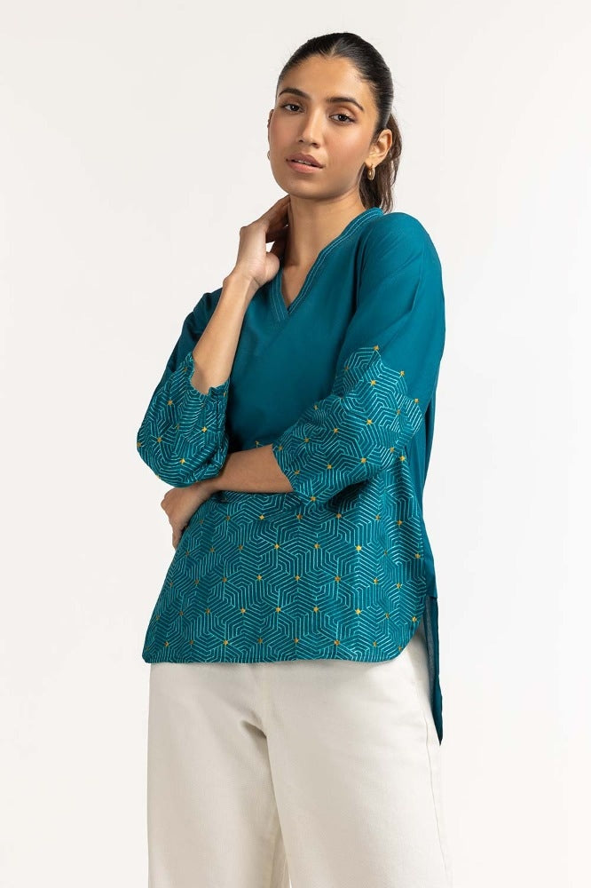 Teal Basic Blouse 231-217-008