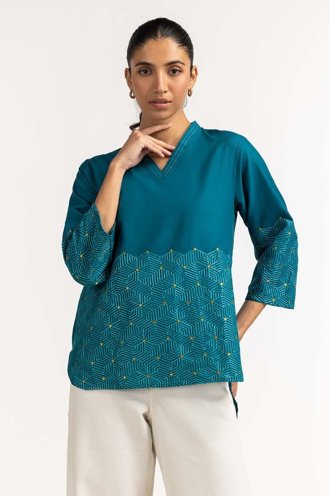 Teal Basic Blouse 231-217-008