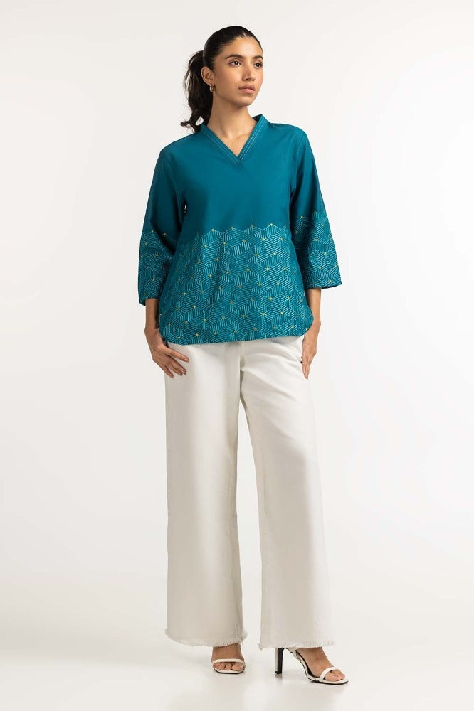 Teal Basic Blouse 231-217-008