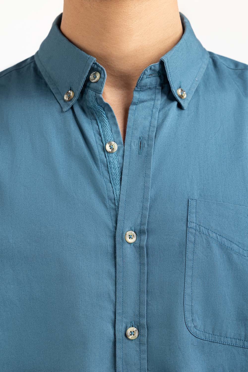 Teal Blue Solid Casual Shirt CS-PD22-016
