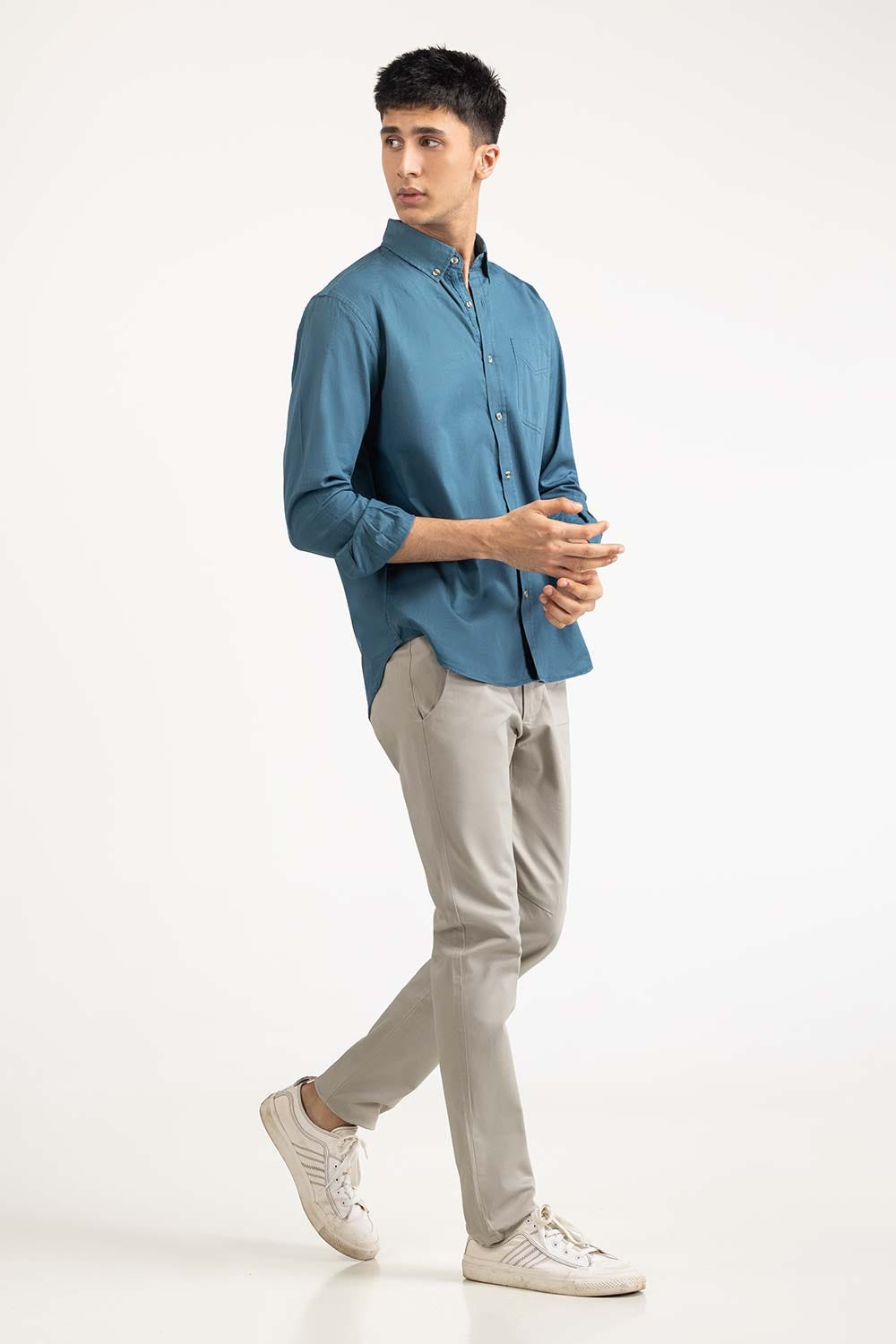 Teal Blue Solid Casual Shirt CS-PD22-016