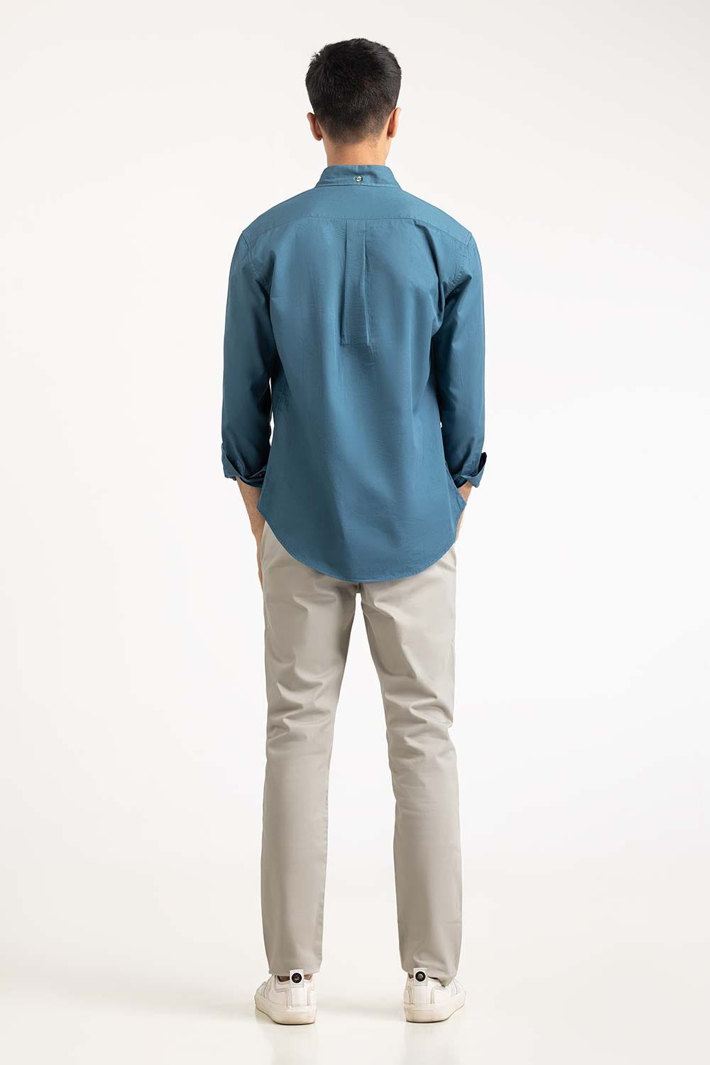 Teal Blue Solid Casual Shirt CS-PD22-016