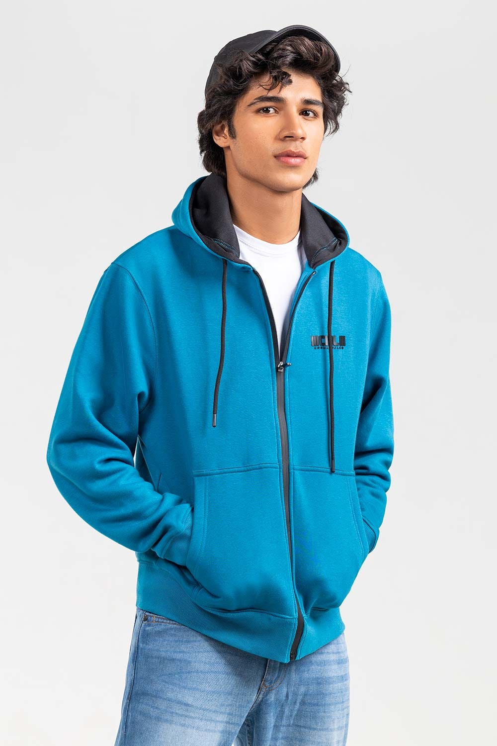 Teal Fashion Zipper Hoodie JKT-HZJ-D48-01