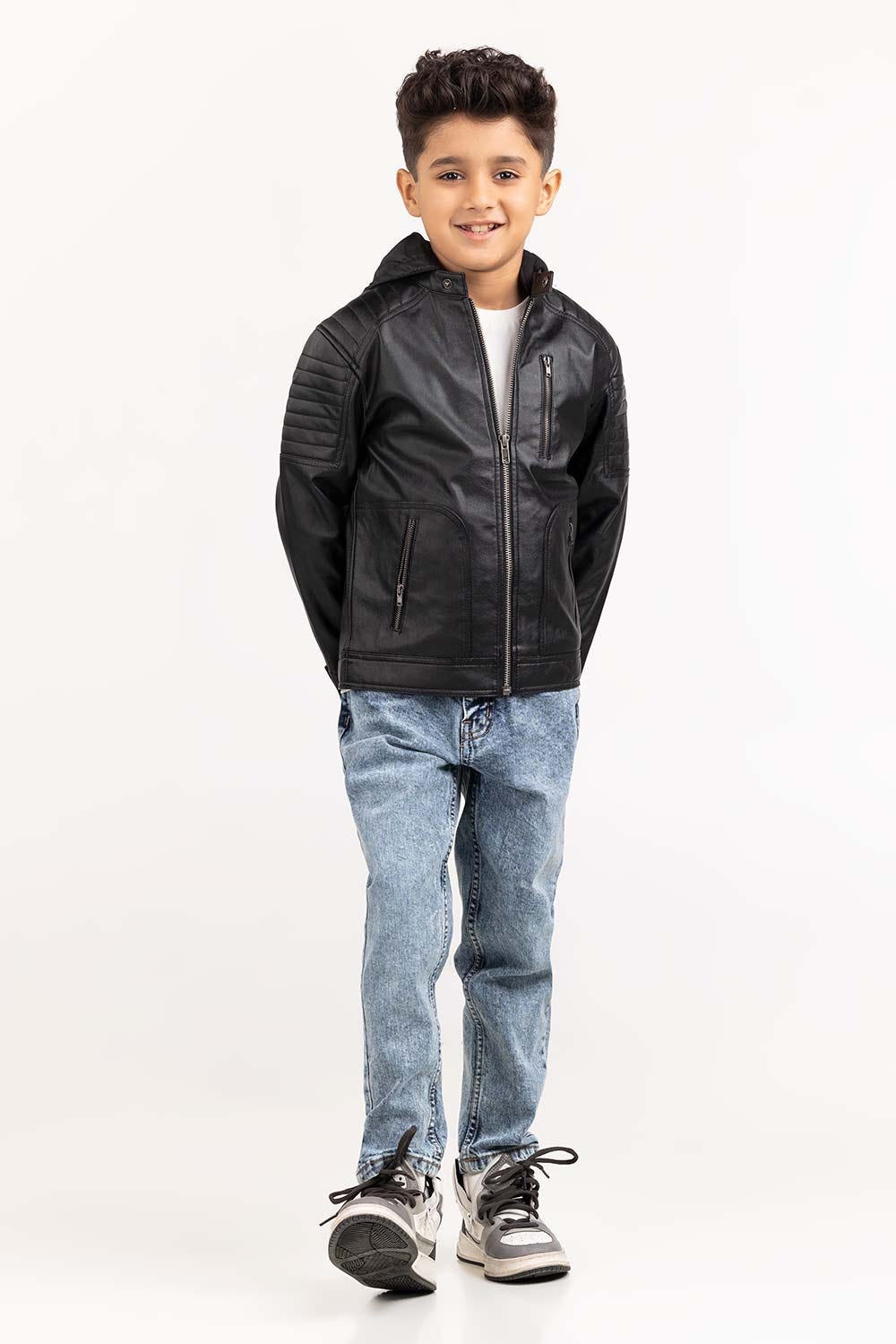 Toddler Boy Black PU Jacket 224-310-006