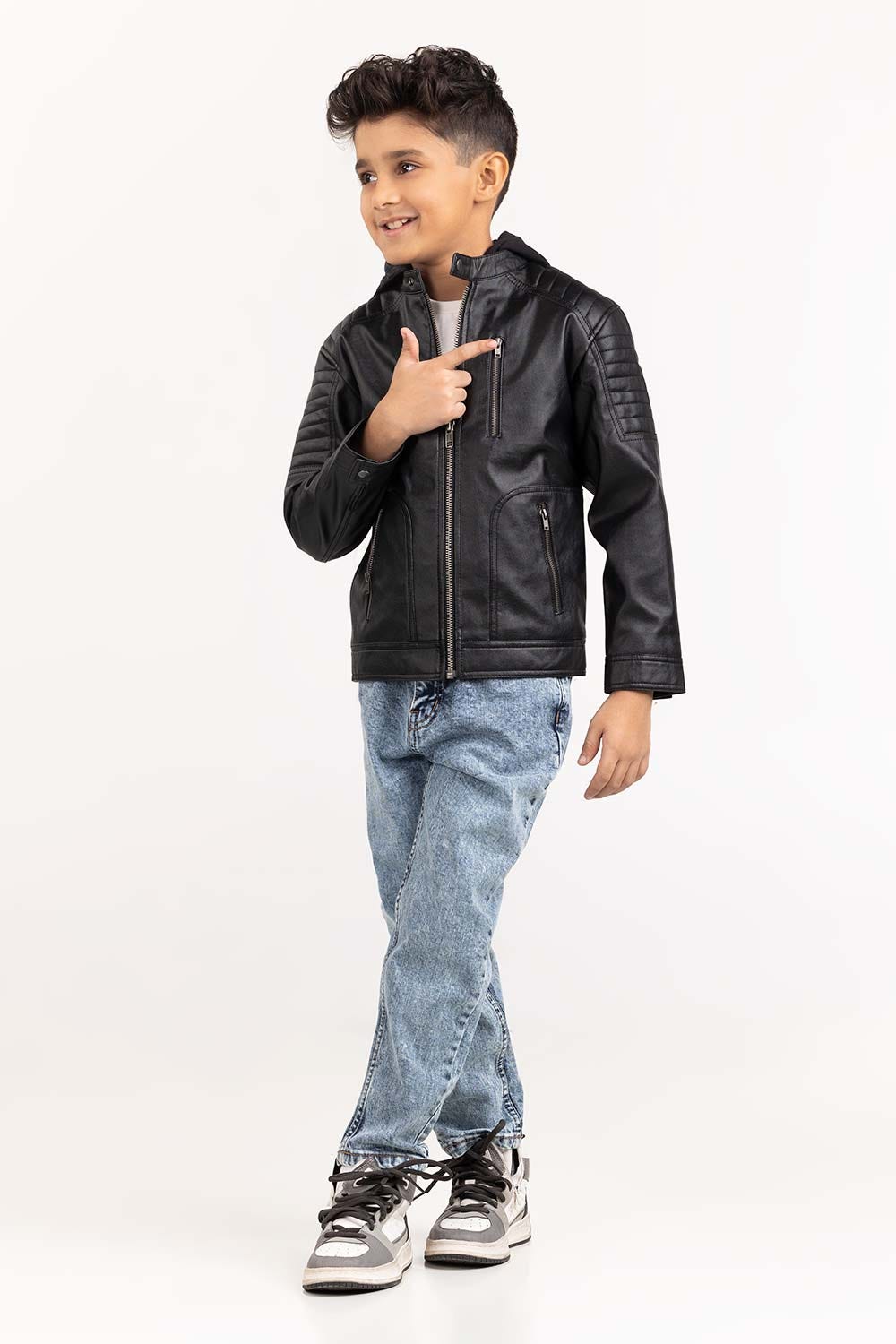 Toddler Boy Black PU Jacket 224-310-006