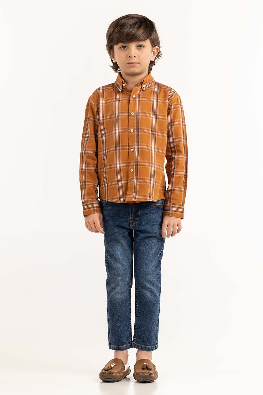Toddler Boy Brown Checkered Casual Shirt TB-CS-SS23-011