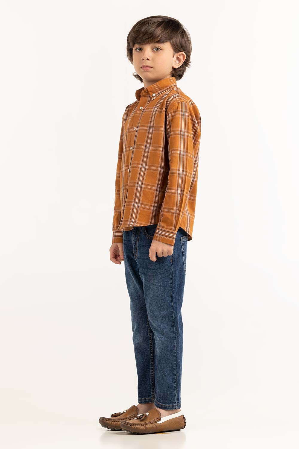 Toddler Boy Brown Checkered Casual Shirt TB-CS-SS23-011
