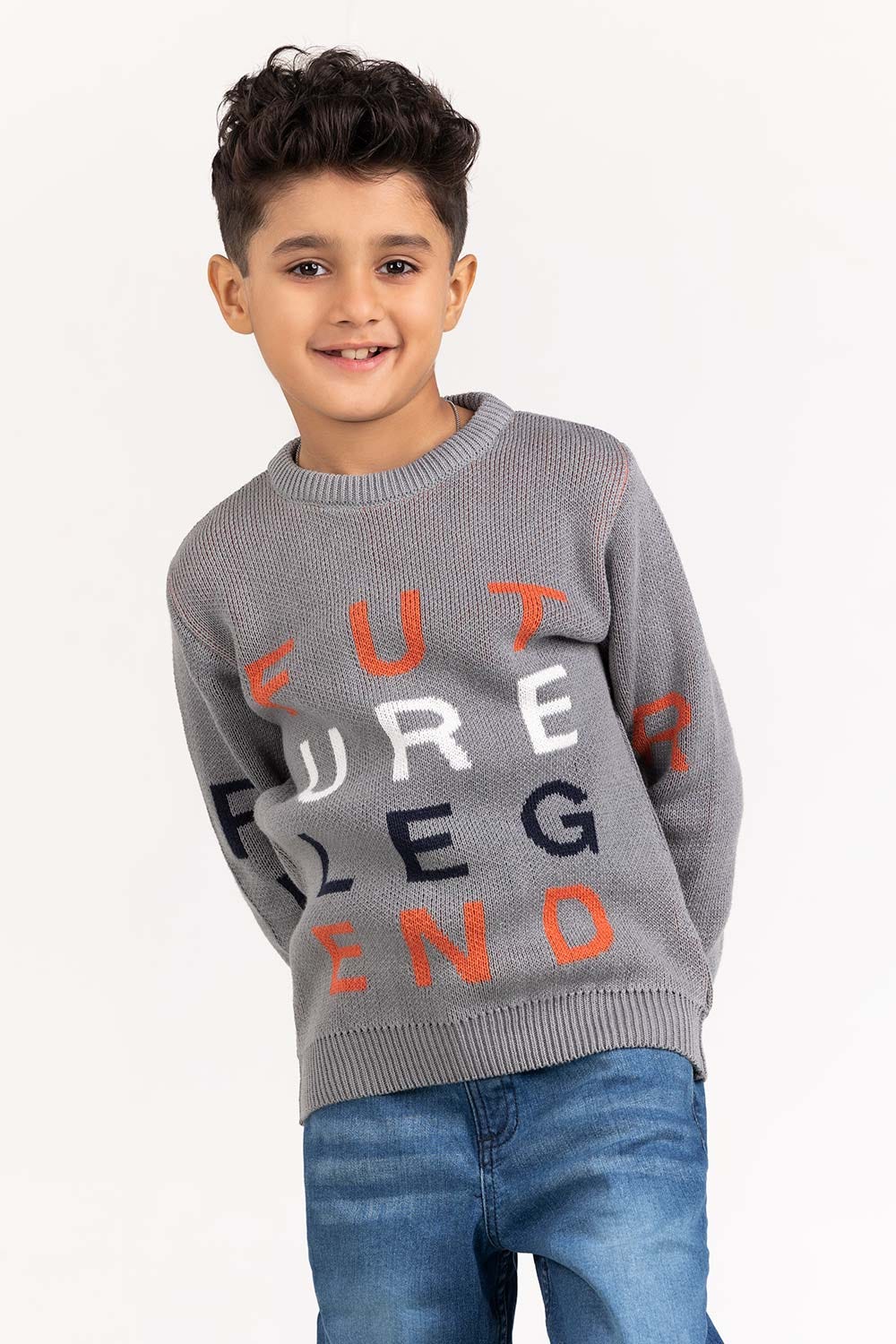 Toddler Boy Grey Knitted Sweater 224-511-043