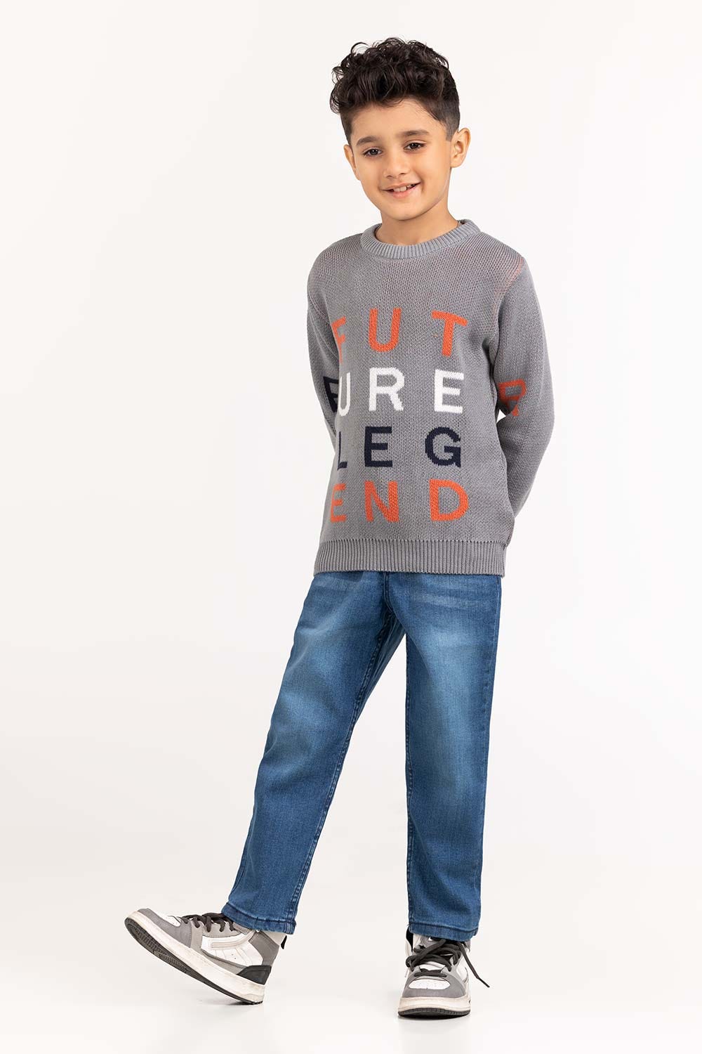 Toddler Boy Grey Knitted Sweater 224-511-043