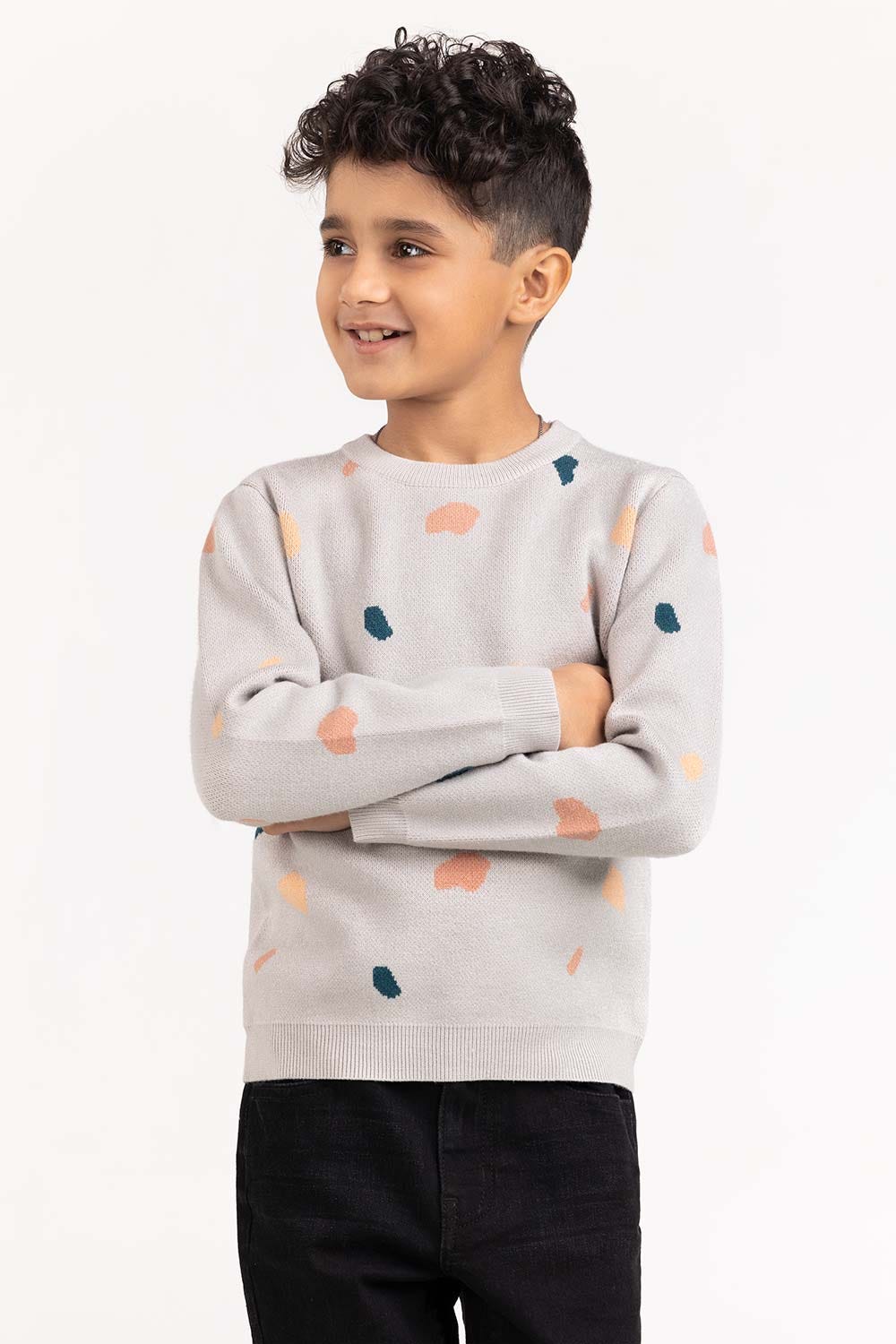 Toddler Boy Light Grey Knit Sweater 224-511-022