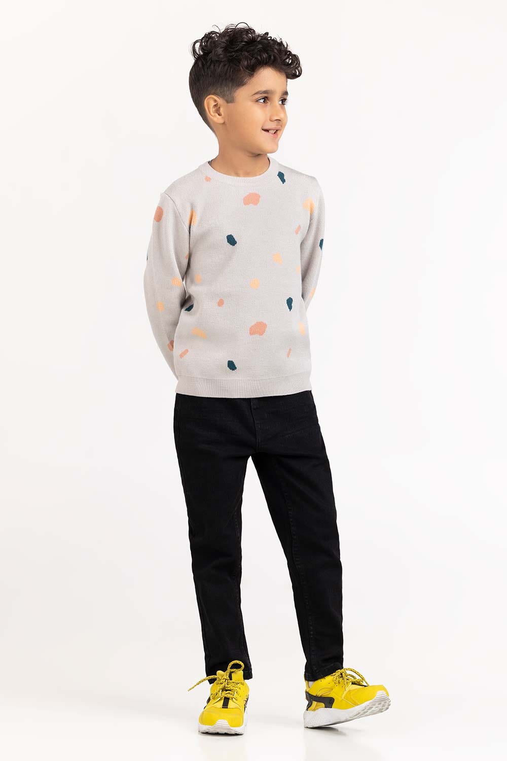 Toddler Boy Light Grey Knit Sweater 224-511-022