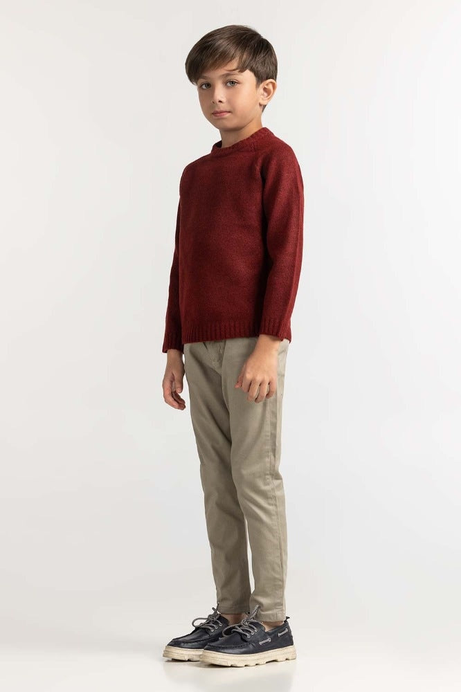 Toddler Boy Maroon Basic Sweater TB-SWT-WS23-019