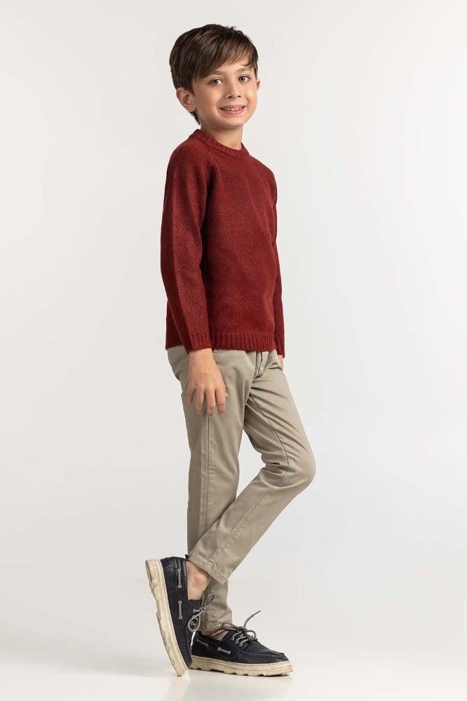 Toddler Boy Maroon Basic Sweater TB-SWT-WS23-019