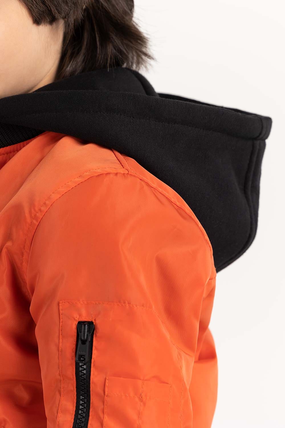 Toddler Boy Orange Hooded Jacket 224-310-009