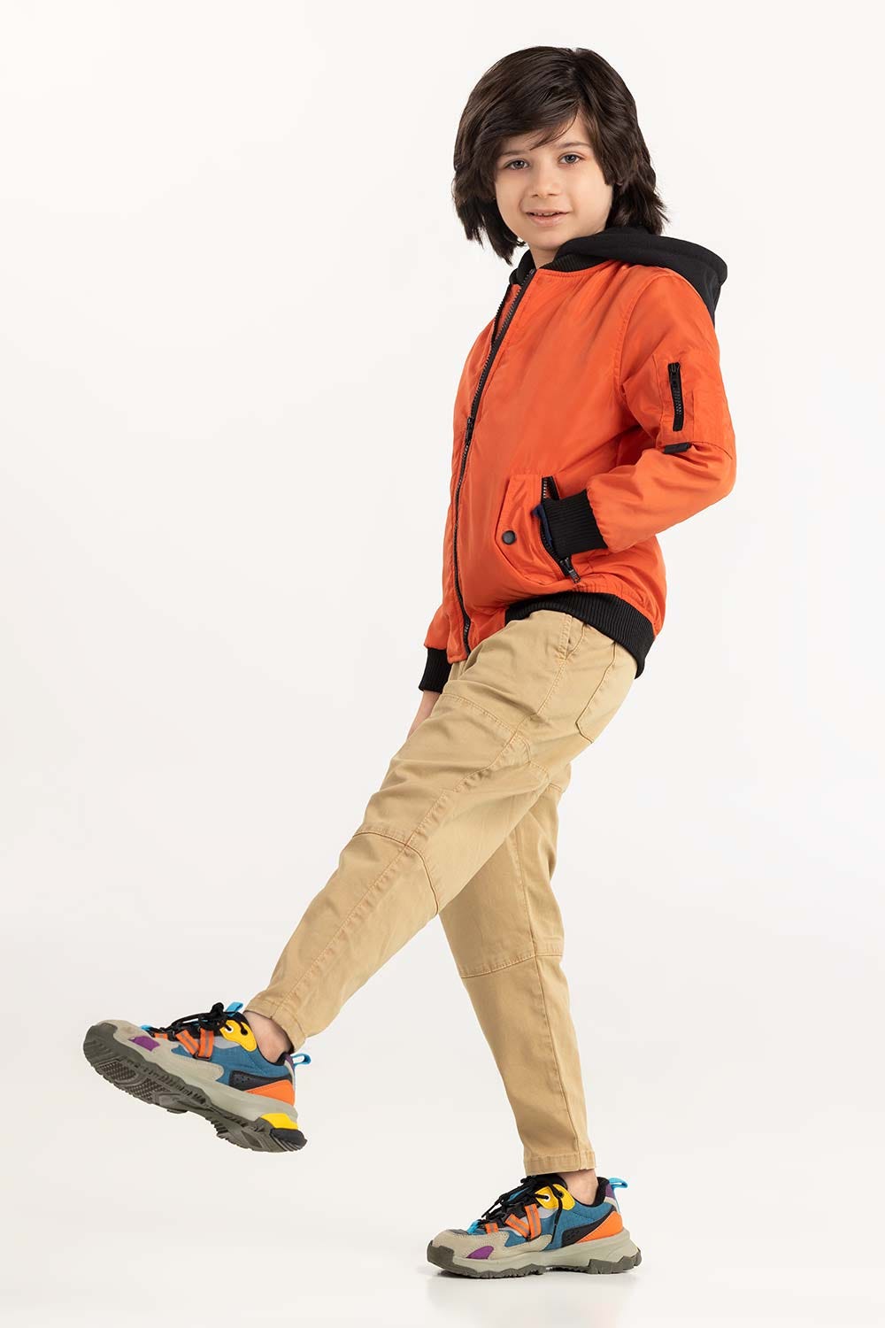 Toddler Boy Orange Hooded Jacket 224-310-009
