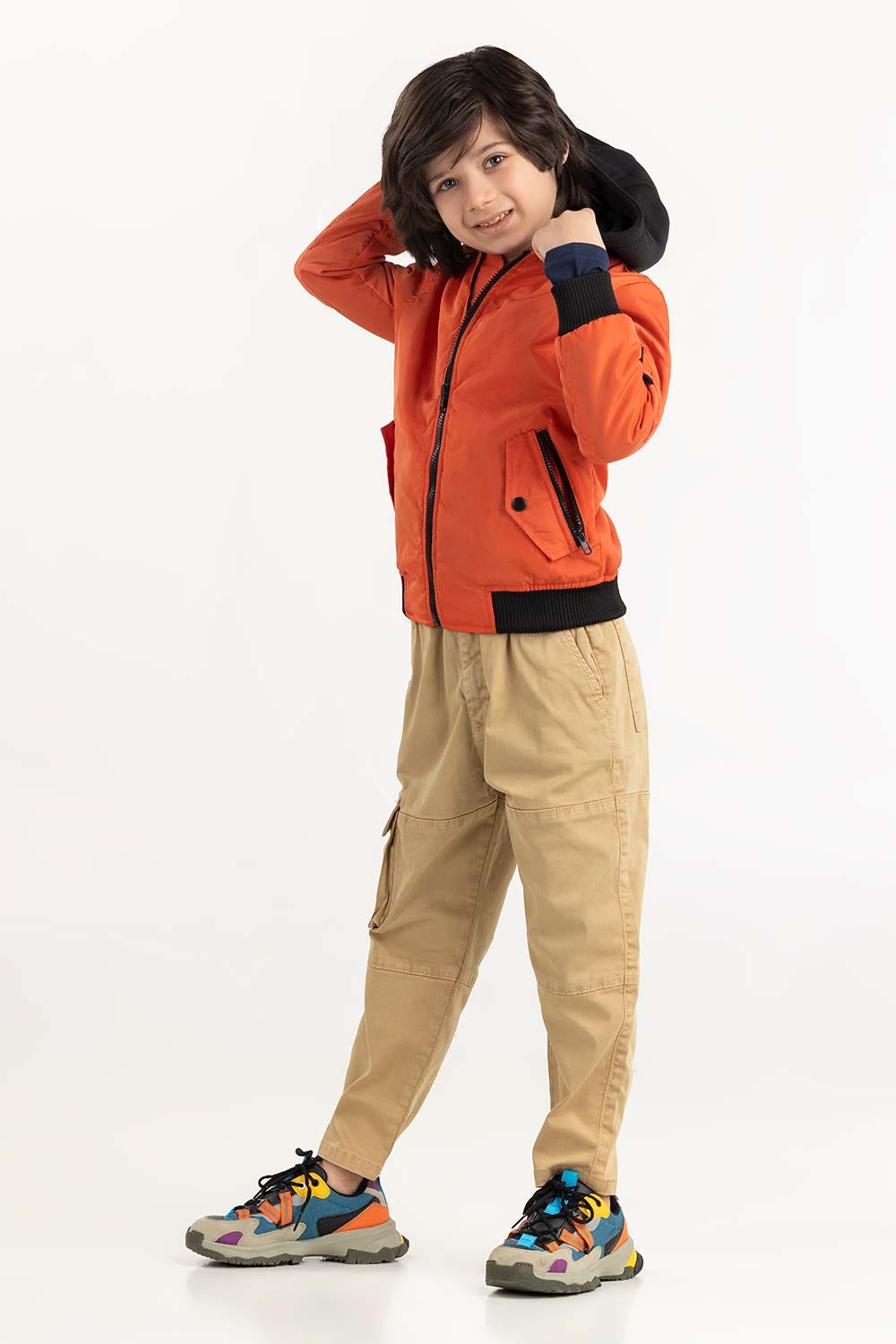 Toddler Boy Orange Hooded Jacket 224-310-009