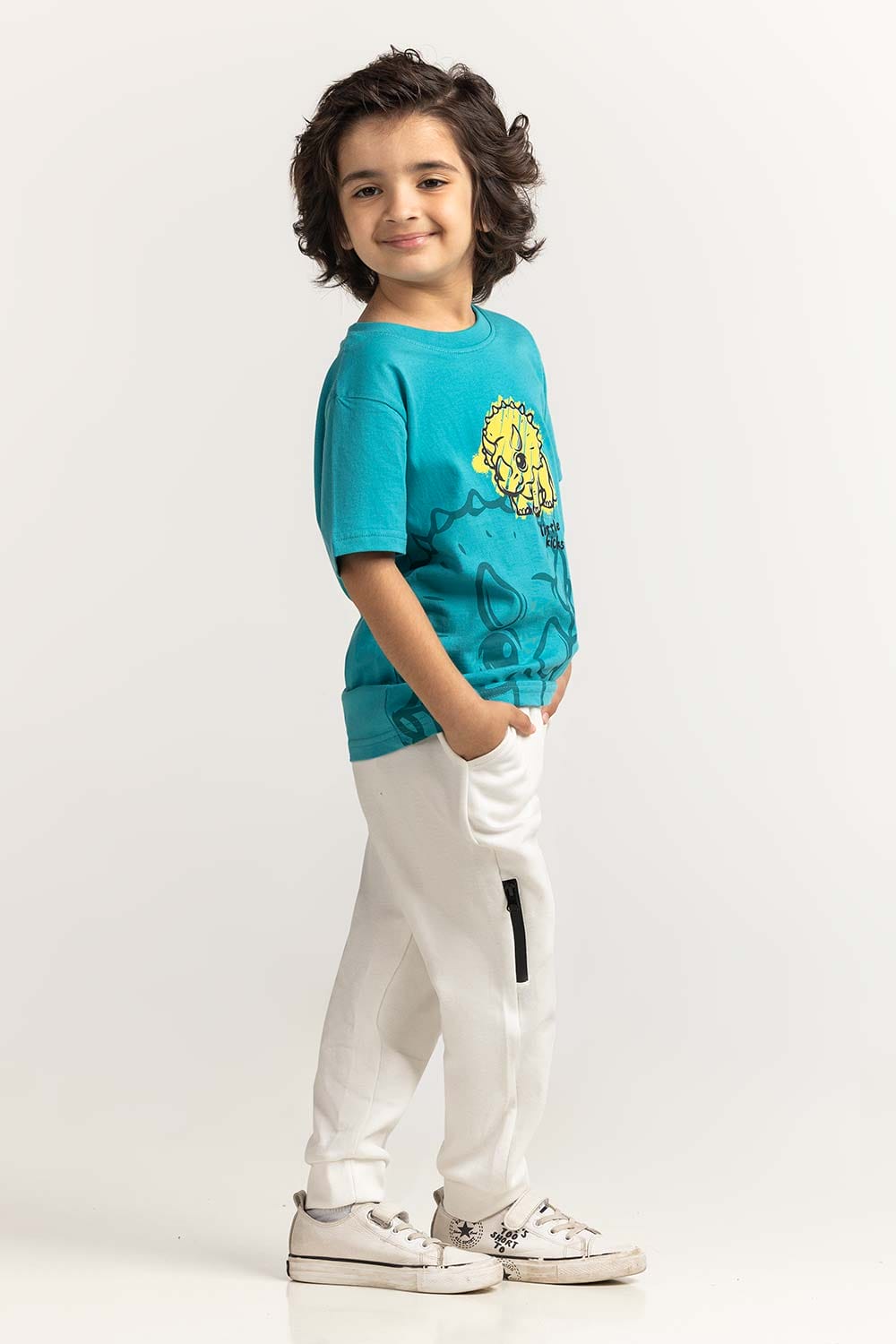 Toddler Boy Turquoise Printed Tee TB-TS-SS24-013