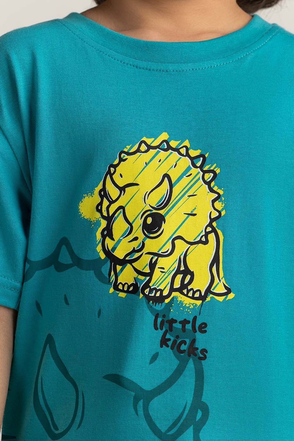 Toddler Boy Turquoise Printed Tee TB-TS-SS24-013