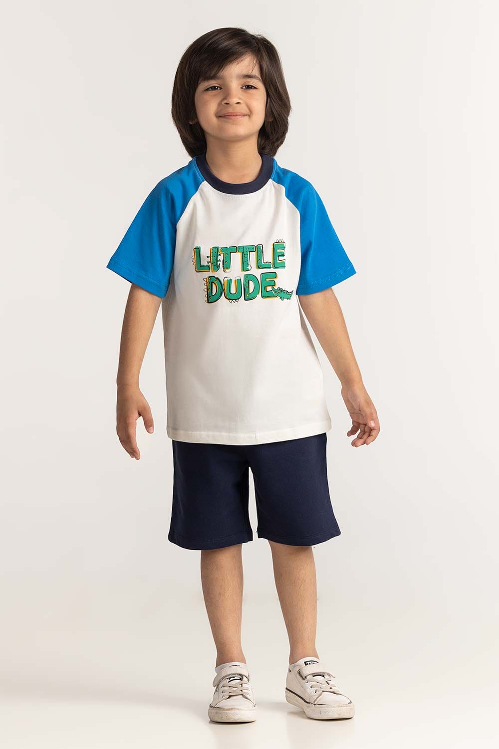 Toddler Boy White Blue Printed Tee TB-TS-SS24-009