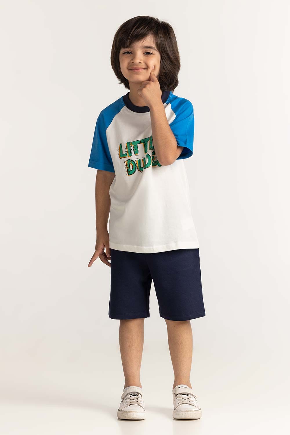 Toddler Boy White Blue Printed Tee TB-TS-SS24-009