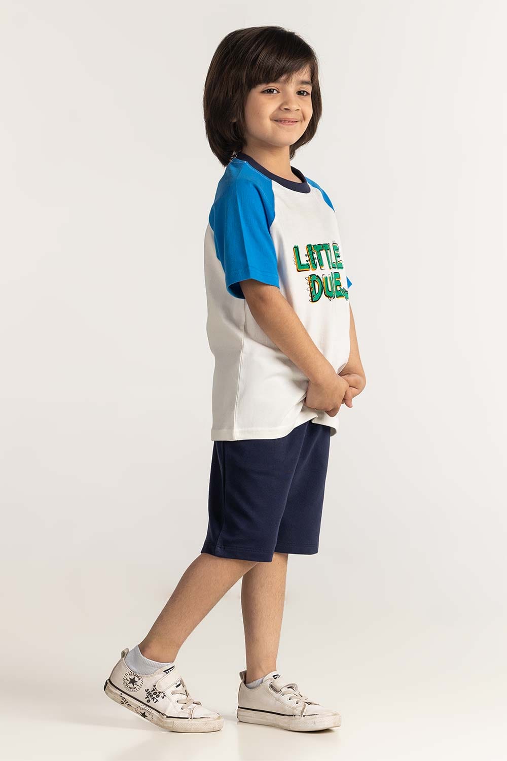 Toddler Boy White Blue Printed Tee TB-TS-SS24-009