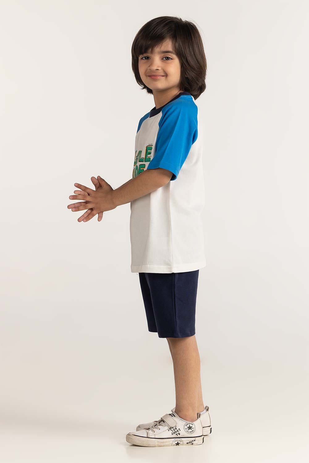 Toddler Boy White Blue Printed Tee TB-TS-SS24-009