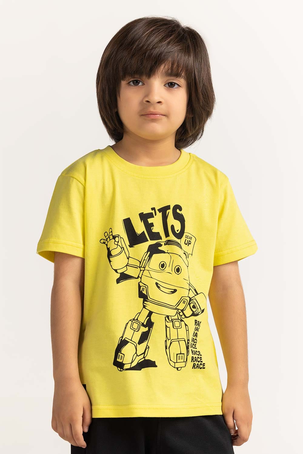 Toddler Boy Yellow Printed Tee TB-TS-SS24-014