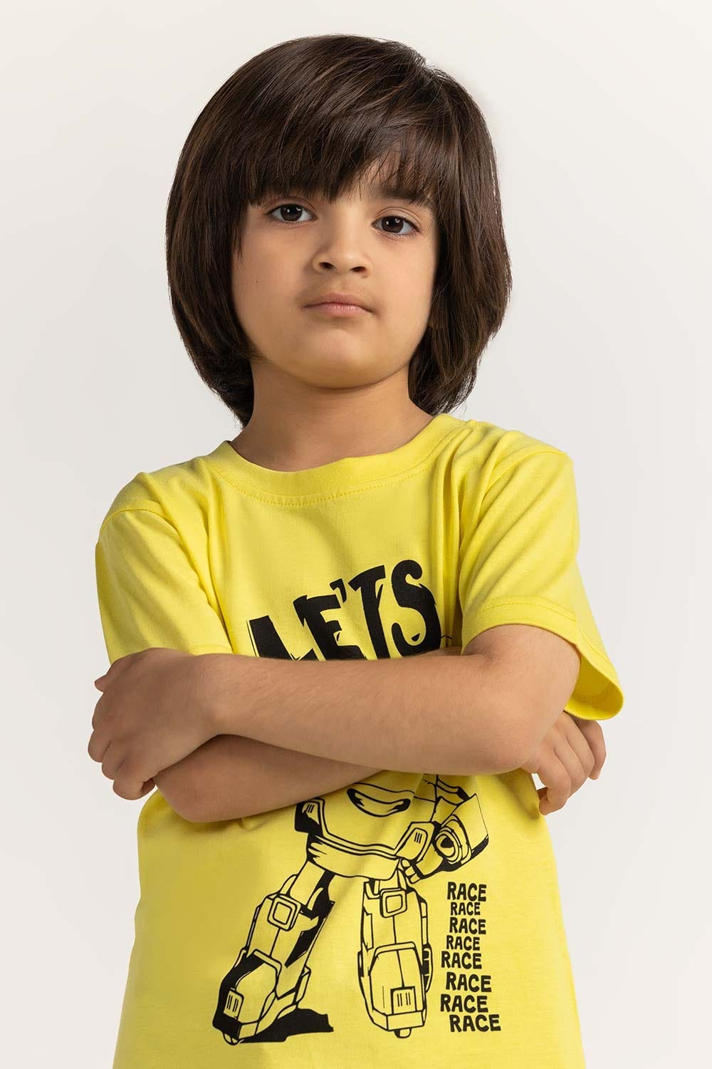 Toddler Boy Yellow Printed Tee TB-TS-SS24-014