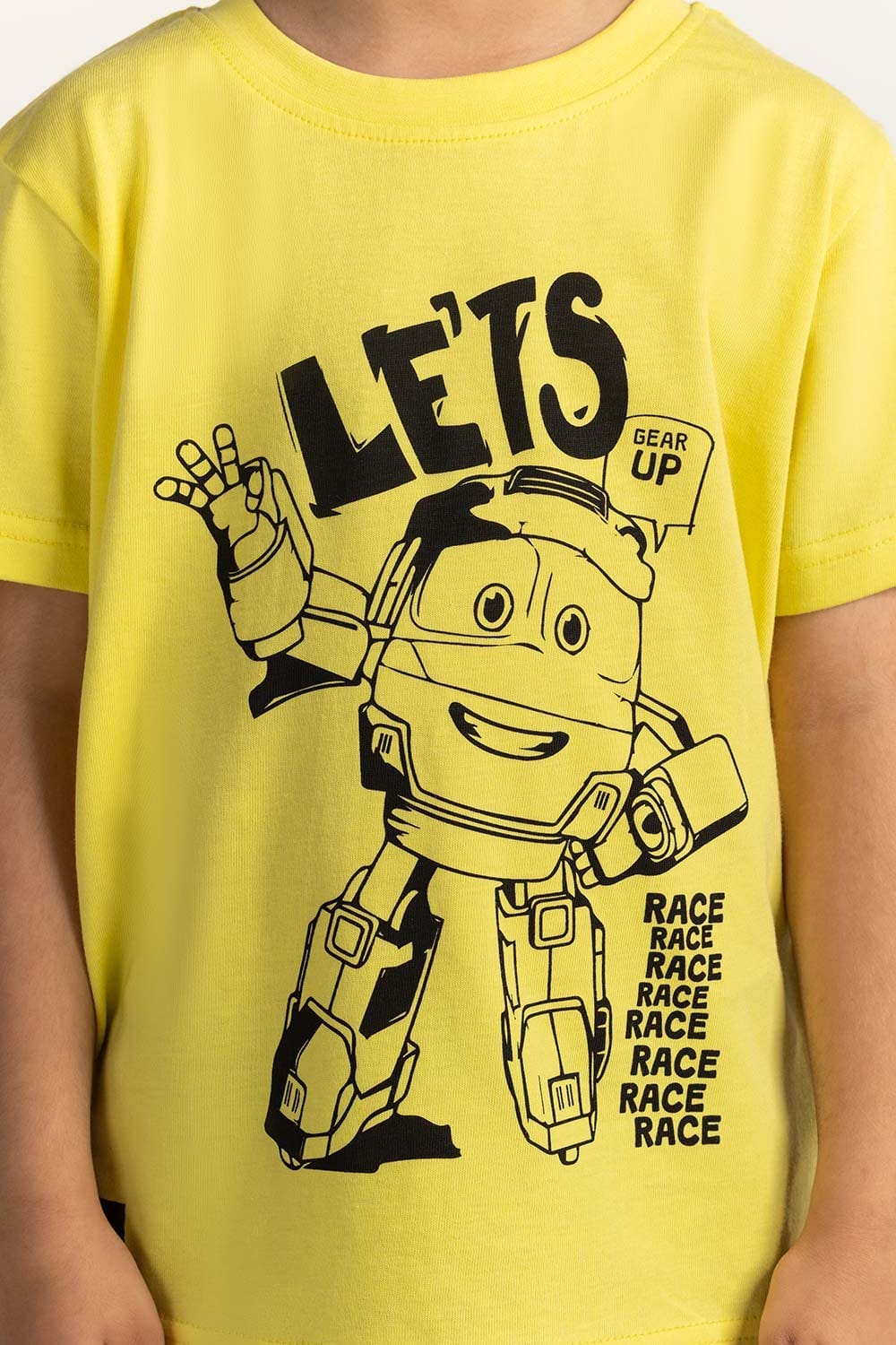 Toddler Boy Yellow Printed Tee TB-TS-SS24-014