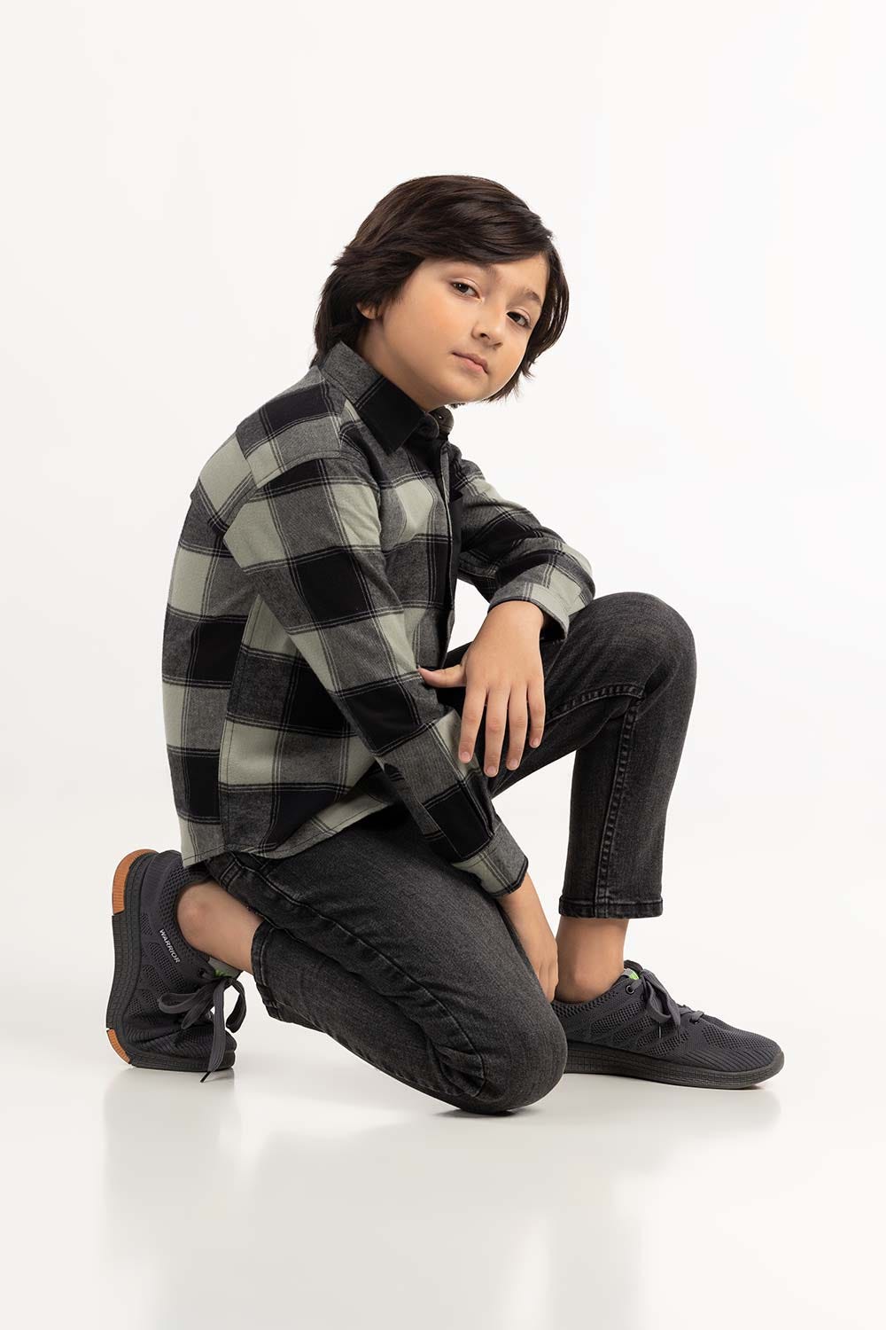 Toddler Boy Green And Black Casual Shirt 224-317-006