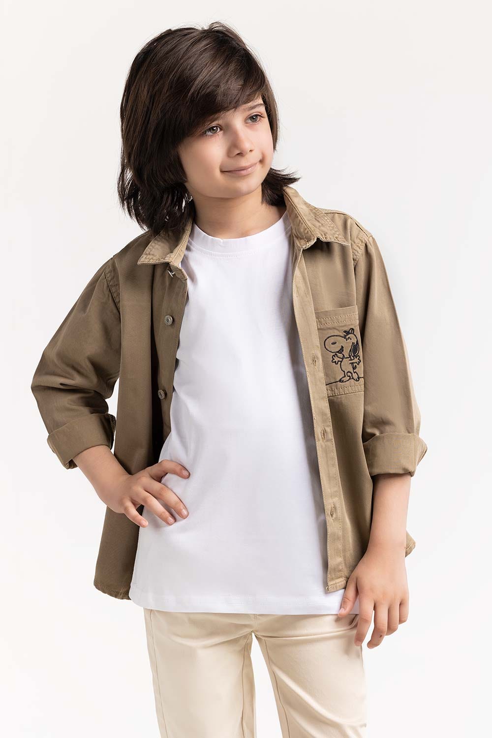 Toddler Boy Khaki Casual Shirt 224-517-002