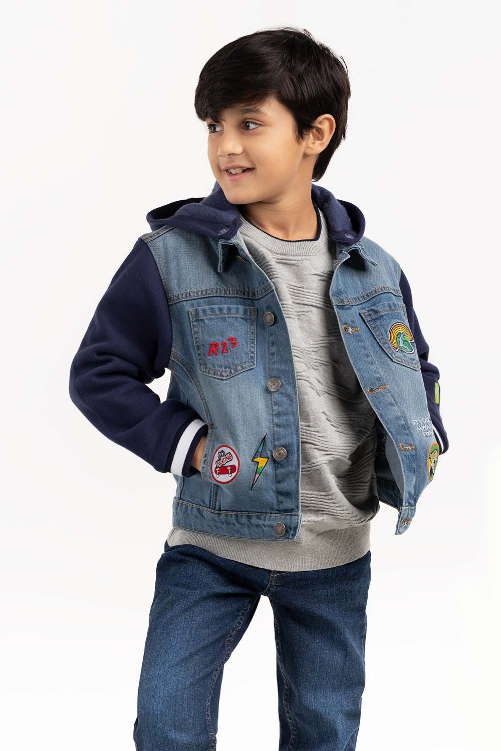 Toddler Boy Light Blue Collared Denim Jacket 224 -310-049