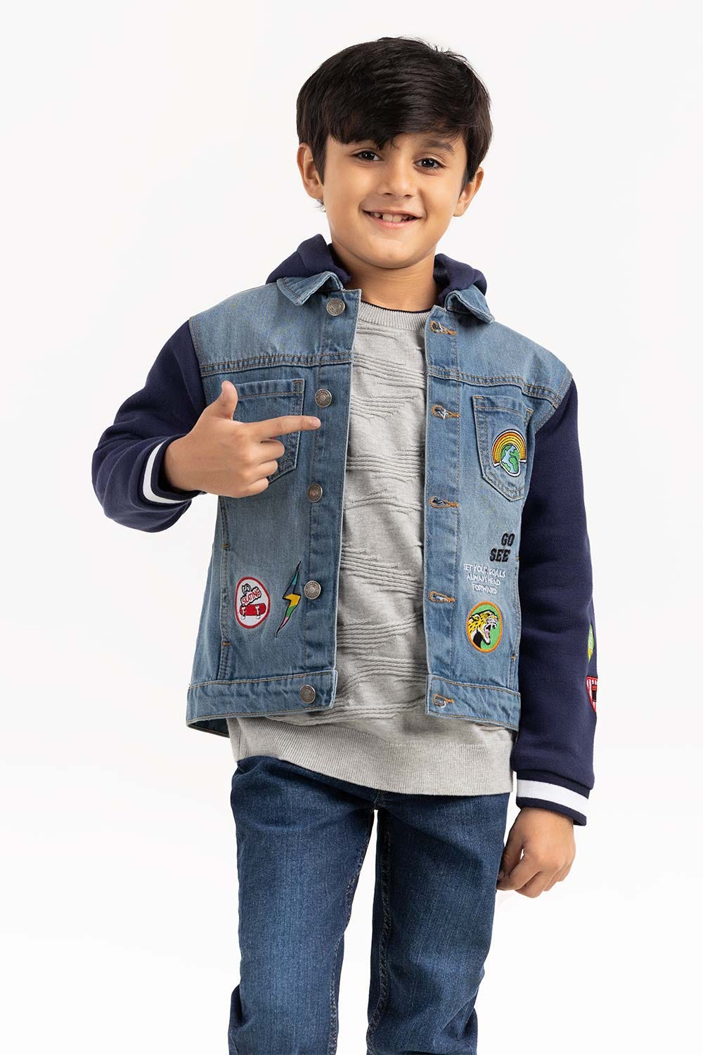 Toddler Boy Light Blue Collared Denim Jacket 224 -310-049