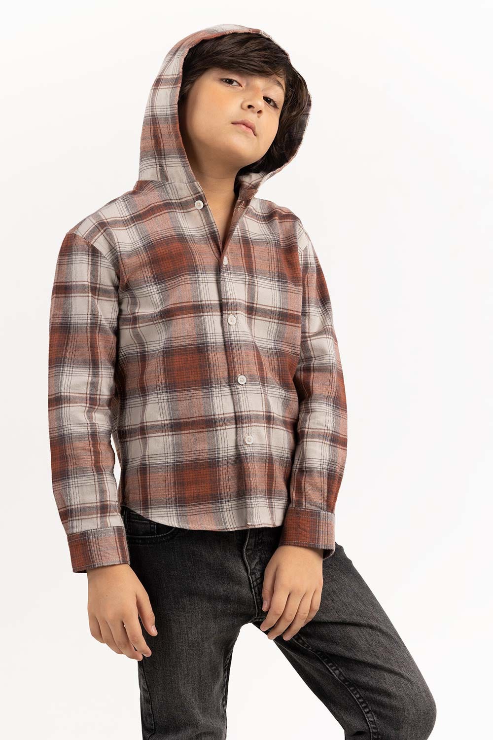 Toddler Boy Rust And Beige Casual Shirt 224-317-007