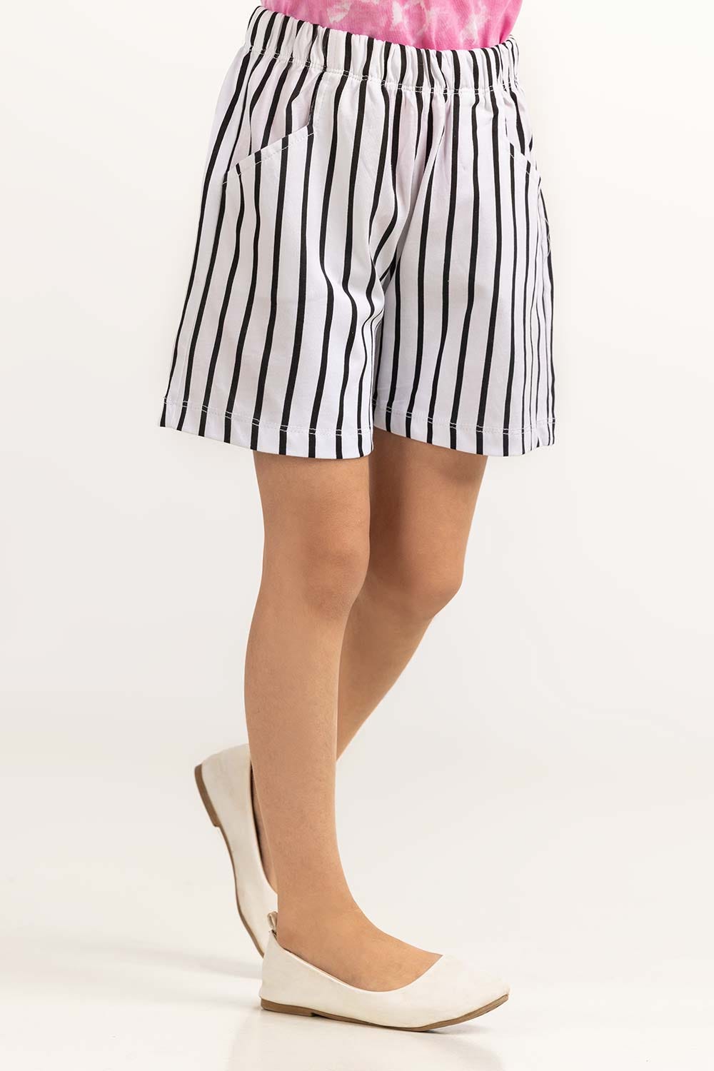 Toddler Girl Black And White Short 231-619-008