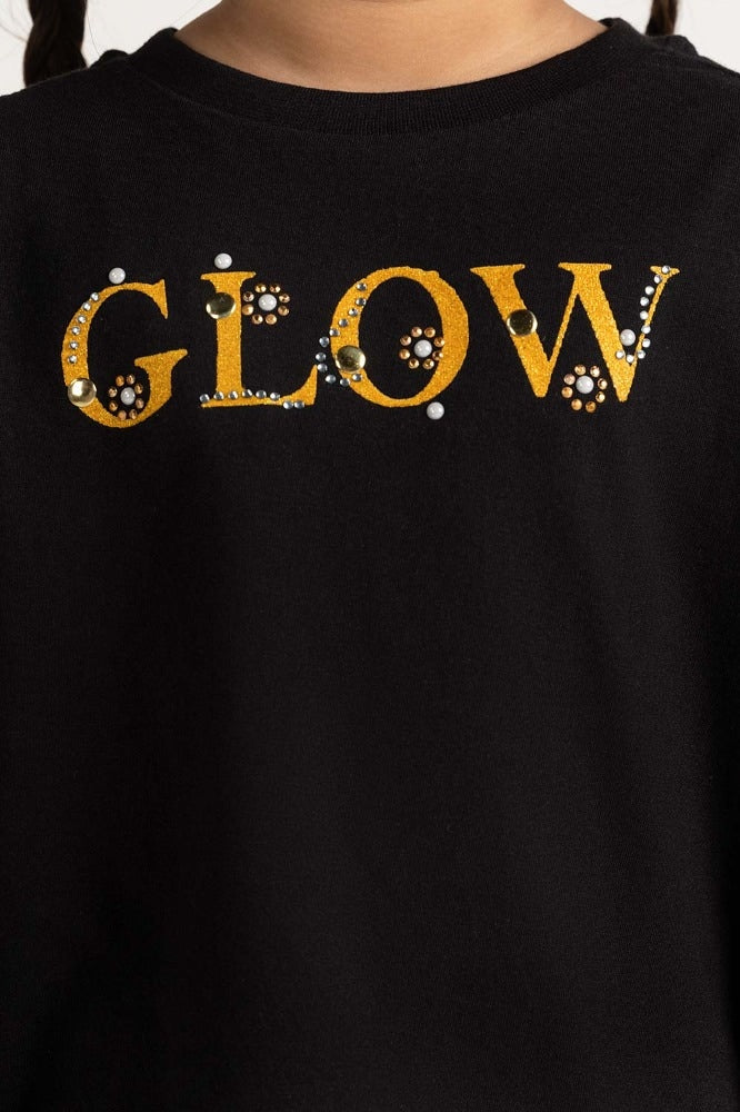 Toddler Girl Black Tee Black TG- TS-WS23-001