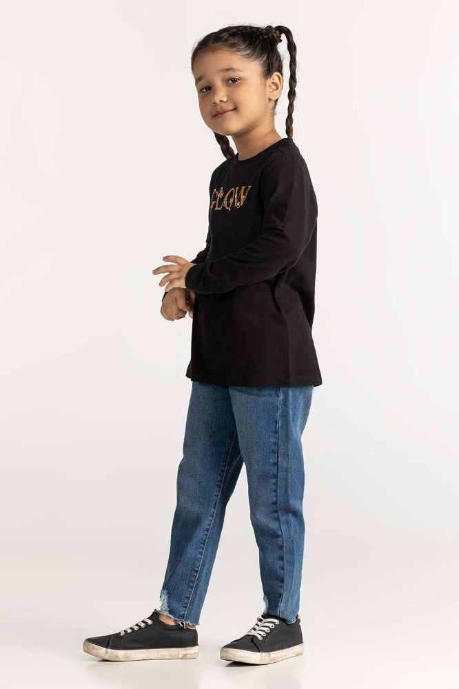 Toddler Girl Black Tee Black TG- TS-WS23-001