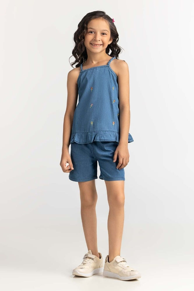 Toddler Girl Blue Basic Blouse 231-616-215T