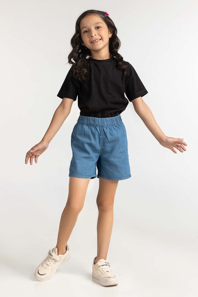 Toddler Girl Blue Basic Shorts 231-616-215B