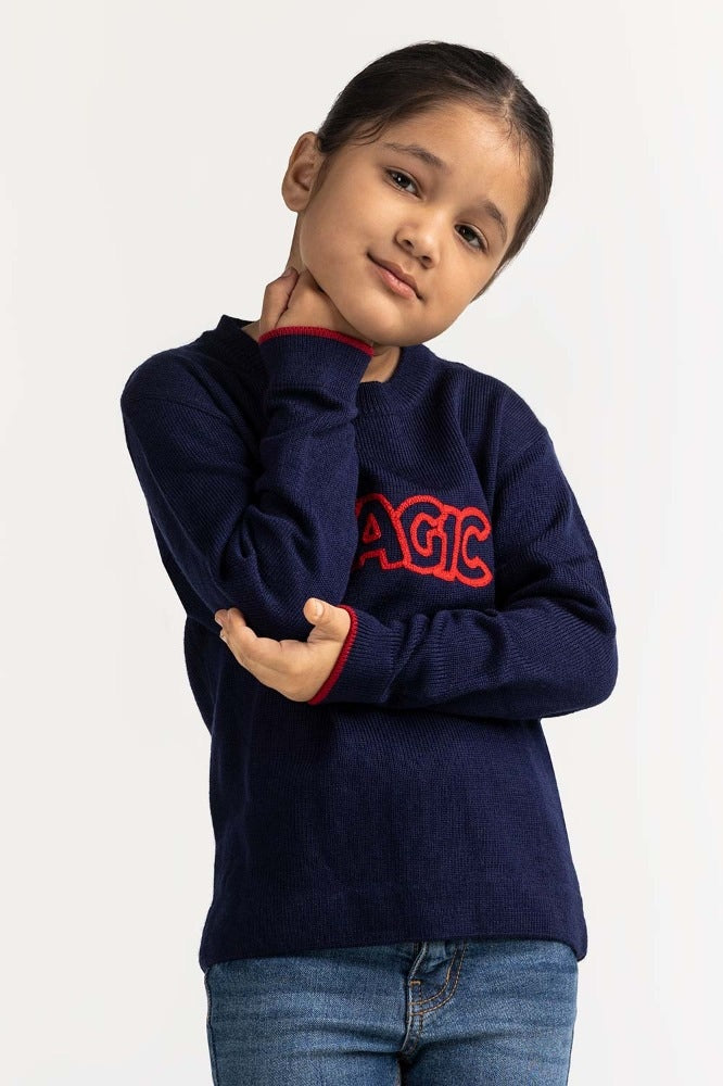 Toddler Girl Blue Basic Sweater TG-SWT-WS23-010