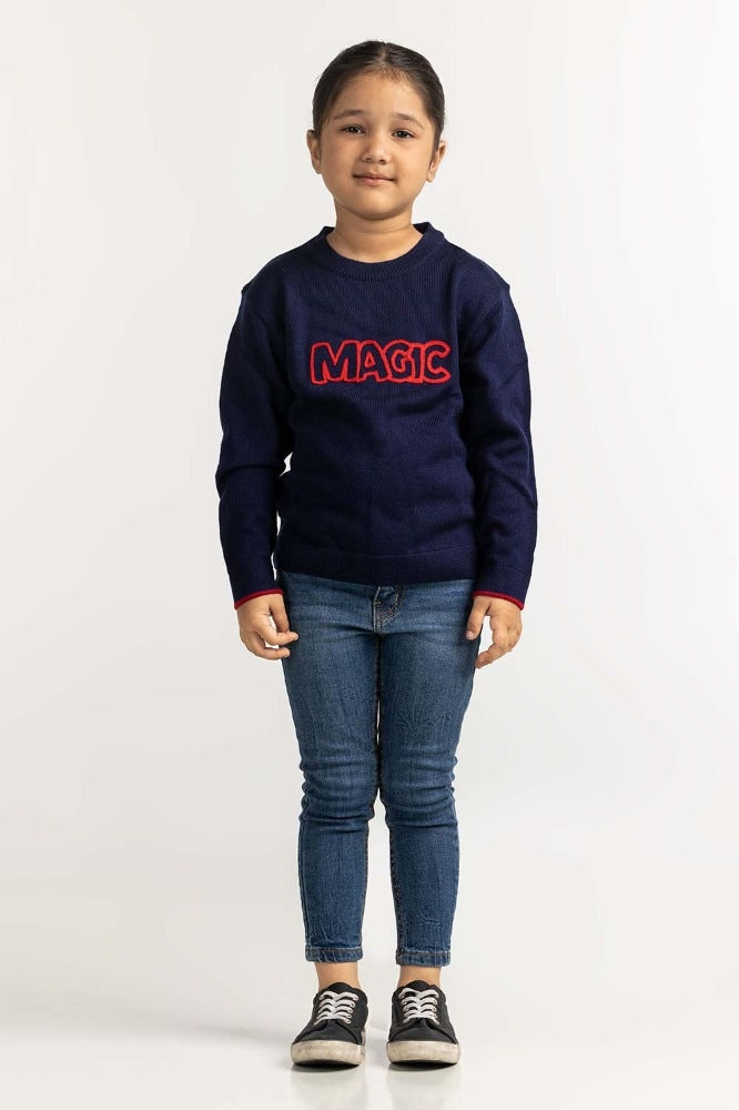 Toddler Girl Blue Basic Sweater TG-SWT-WS23-010