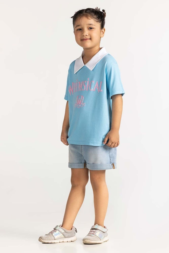Toddler Girl Light Bllue Printed Tee TG-TS-SS24-028