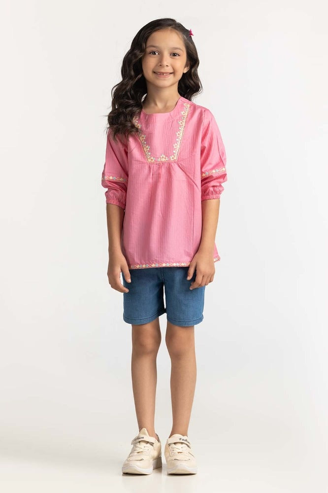 Toddler Girl Magenta Basic Blouse 231-617-029