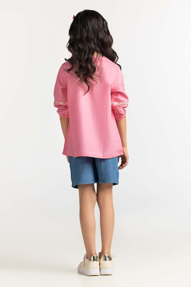 Toddler Girl Magenta Basic Blouse 231-617-029