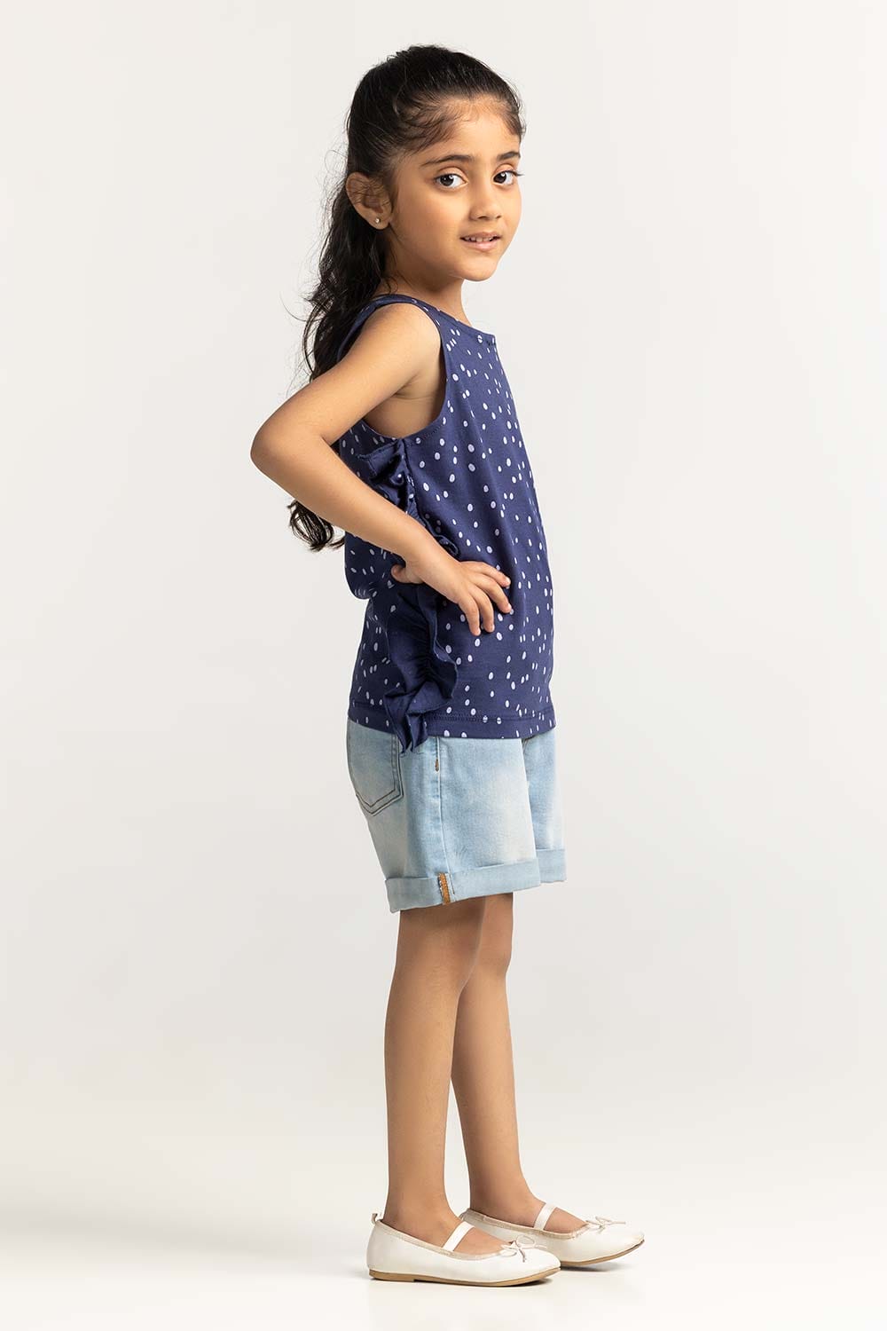 Toddler Girl Navy Blue Printed Tee TG-TS-SS24-024