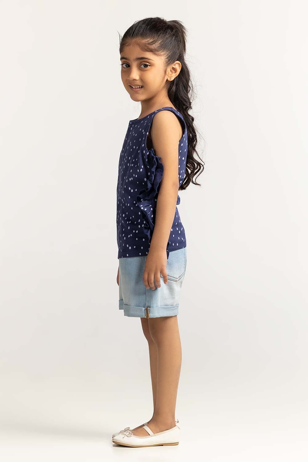 Toddler Girl Navy Blue Printed Tee TG-TS-SS24-024