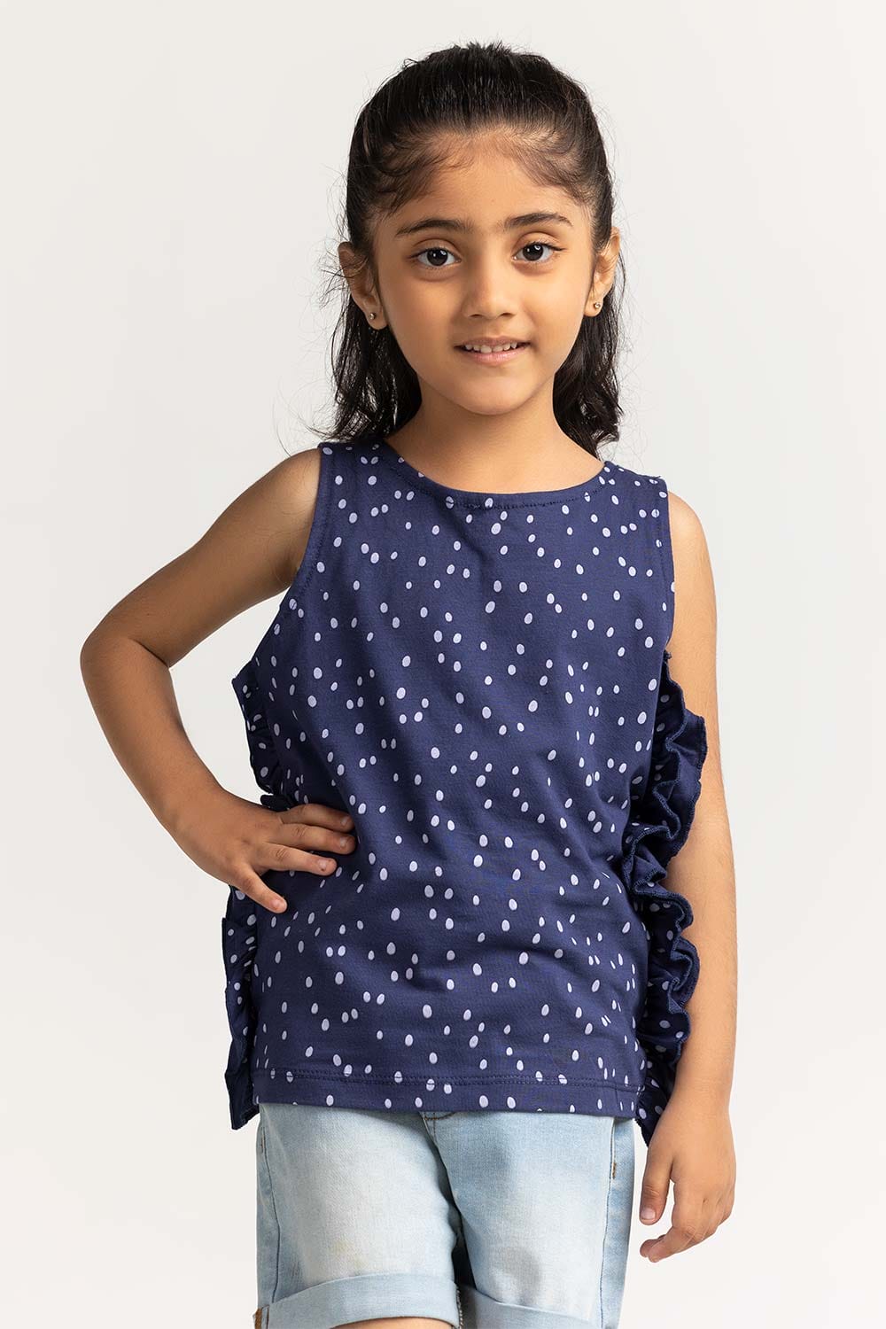 Toddler Girl Navy Blue Printed Tee TG-TS-SS24-024