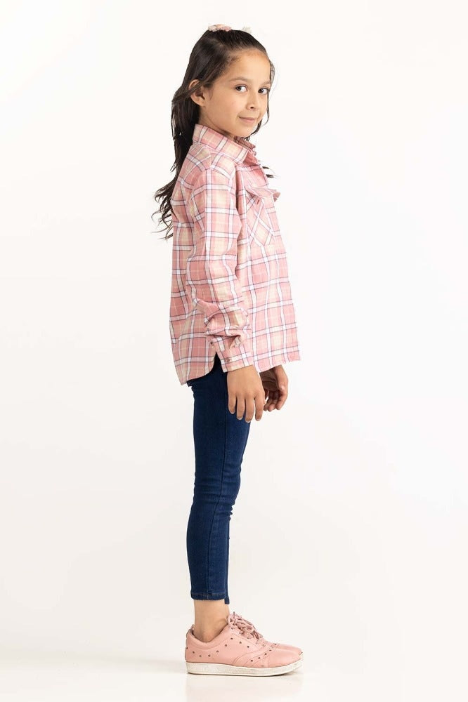 Toddler Girl Pink and White Casual Shirt 224-617-006