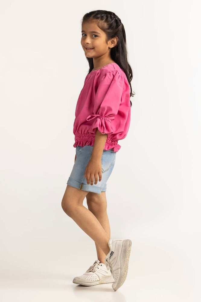 Toddler Girl Pink Basic Top TG-DRS-SS24-028