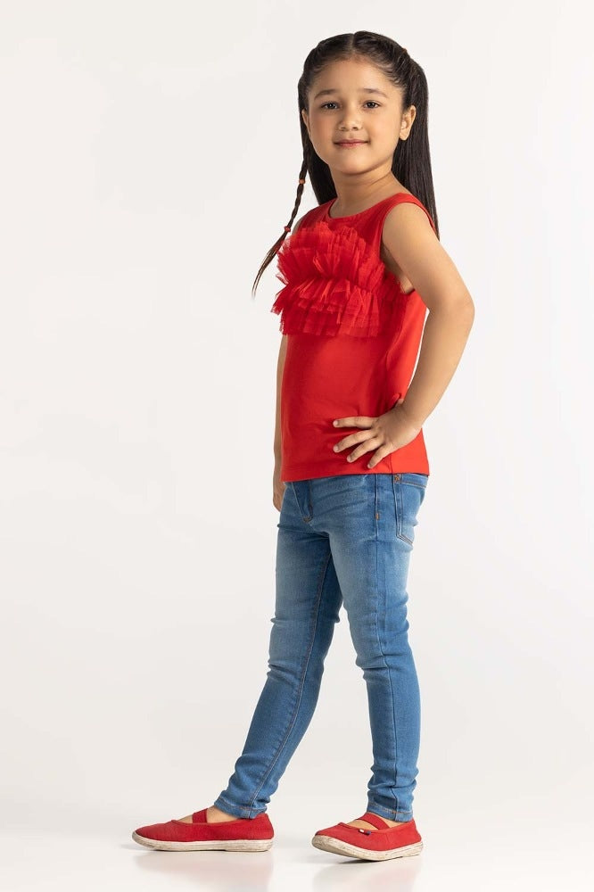 Toddler Girl Red Printed Tee TG-TS-SS24-004